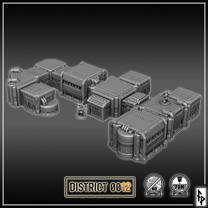 Layered Industries Wargame Terrain District 012 Modular Buildings Set for Sci-Fi Battlefields