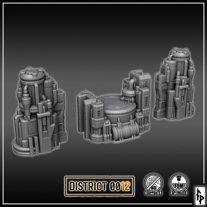 Layered Industries District 012 Wargame Terrain Set with Futuristic Structures for Tabletop Games