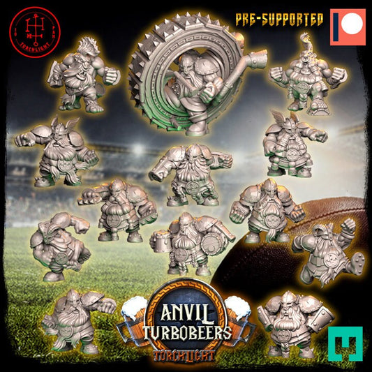 Layered Industries Anvil Turbobeers Miniatures Set with Pre-Supported Dwarf Designs for Gaming