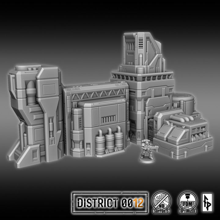 Layered Industries Wargame Terrain Set with Detailed Buildings for Immersive Gameplay