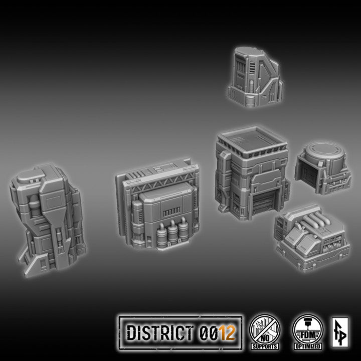 Layered Industries Wargame Terrain Set with Detailed Sci-Fi Buildings and Structures for Tabletop Games