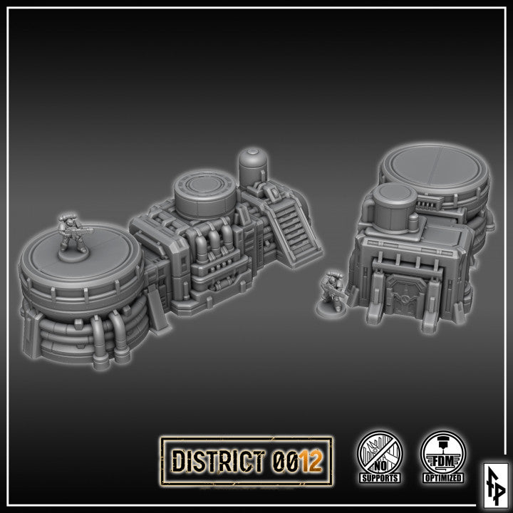 Layered Industries Wargame Terrain District 0012 Set with Detailed Sci-Fi Structures