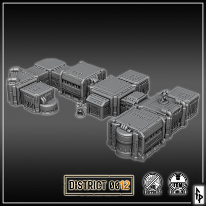 Layered Industries Wargame Terrain District 012 Modular Buildings Set for Sci-Fi Battlefields