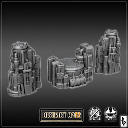Layered Industries District 012 Wargame Terrain Set with Futuristic Structures for Tabletop Games