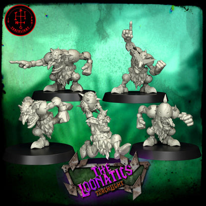 Fantasy Football miniatures set featuring five unique characters in dynamic poses by Layered Industries