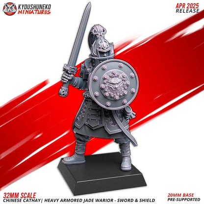 Kyoushuneko Miniatures - Heavily Armoured Jade Warriors Sword and Shield