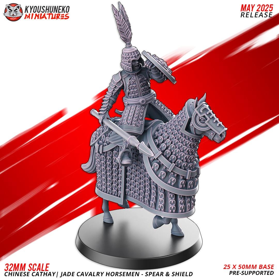 Kyoushuneko Miniatures - Jade Cavalry Spear and Shield