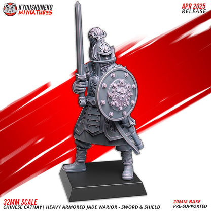 Kyoushuneko Miniatures - Heavily Armoured Jade Warriors Sword and Shield