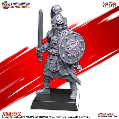 Kyoushuneko Miniatures - Heavily Armoured Jade Warriors Sword and Shield