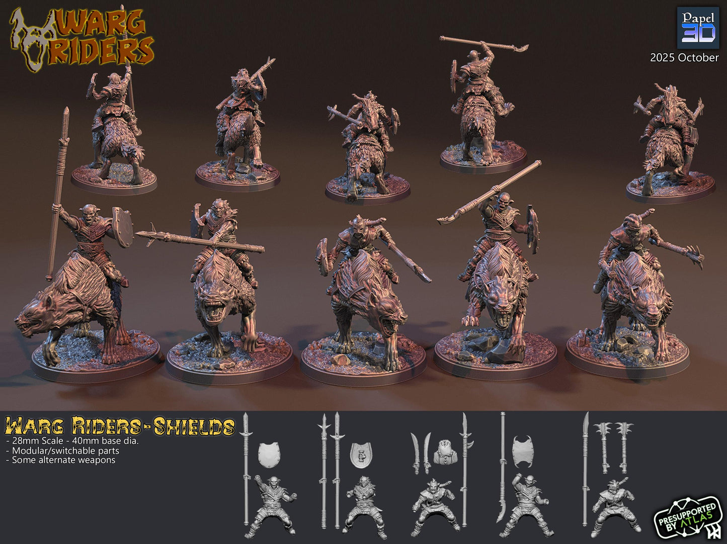 Warg Rider Shieldmen - Proxy Models for Middle Earth