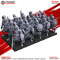 32mm Scale Chinese Cathay Heavy Armored Jade Warrior Wargame Miniature with Sword and Shield
