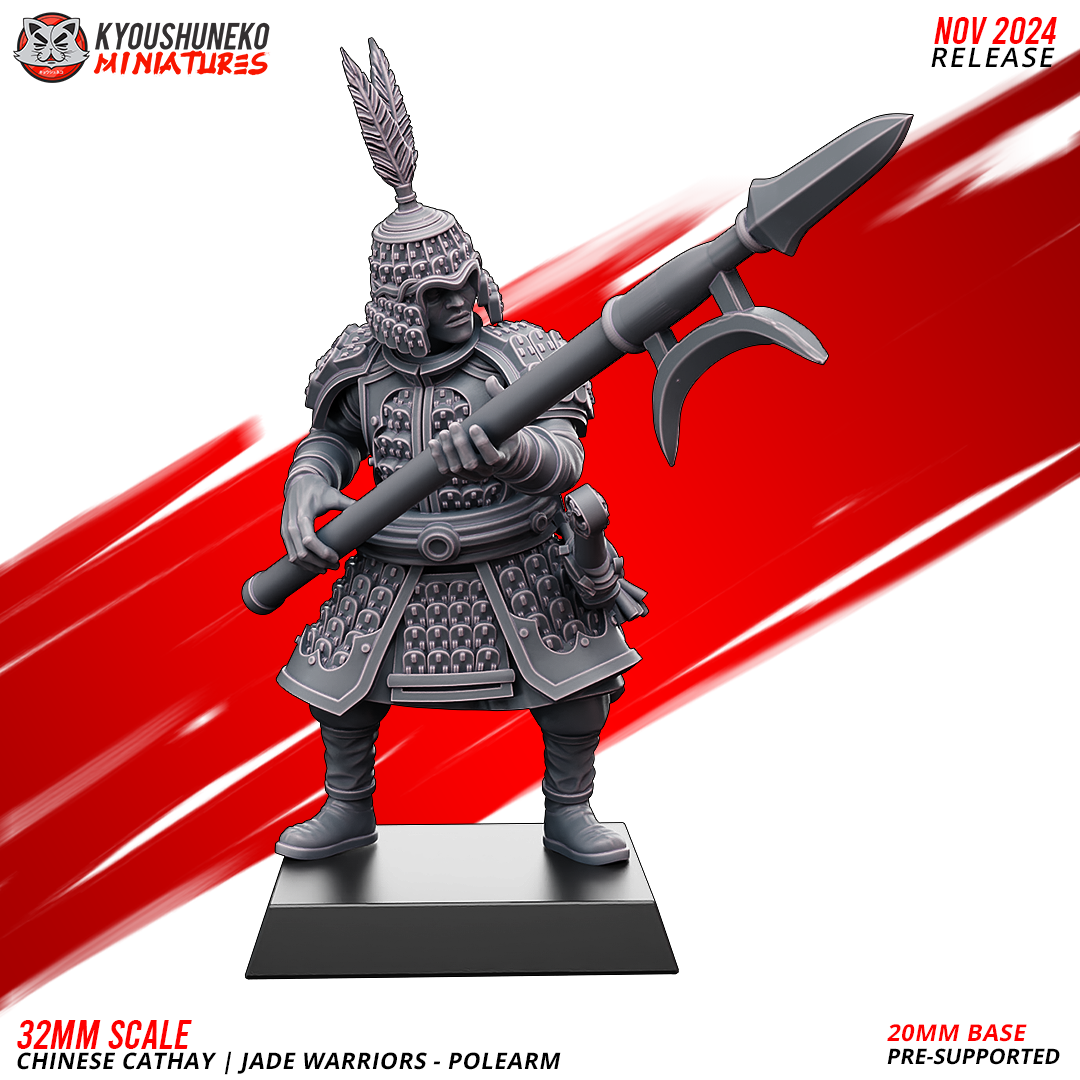 32mm Scale Chinese Cathay Jade Warriors Polearm Miniature by Layered Industries