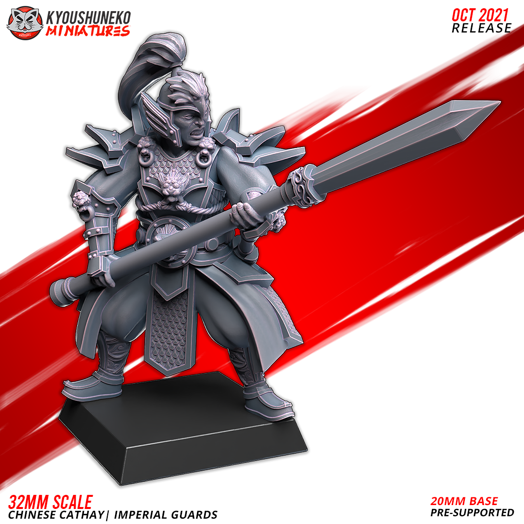 Layered Industries 32mm Chinese Cathay Imperial Guards Wargame Miniature on 20mm Base