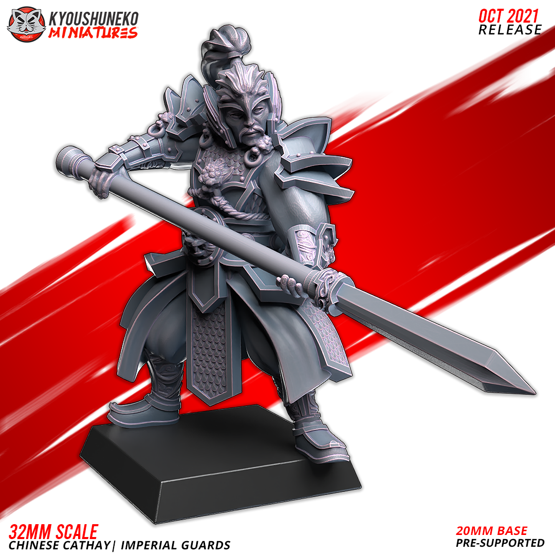 32mm Scale Wargame Miniature of Chinese Cathay Imperial Guards by Layered Industries