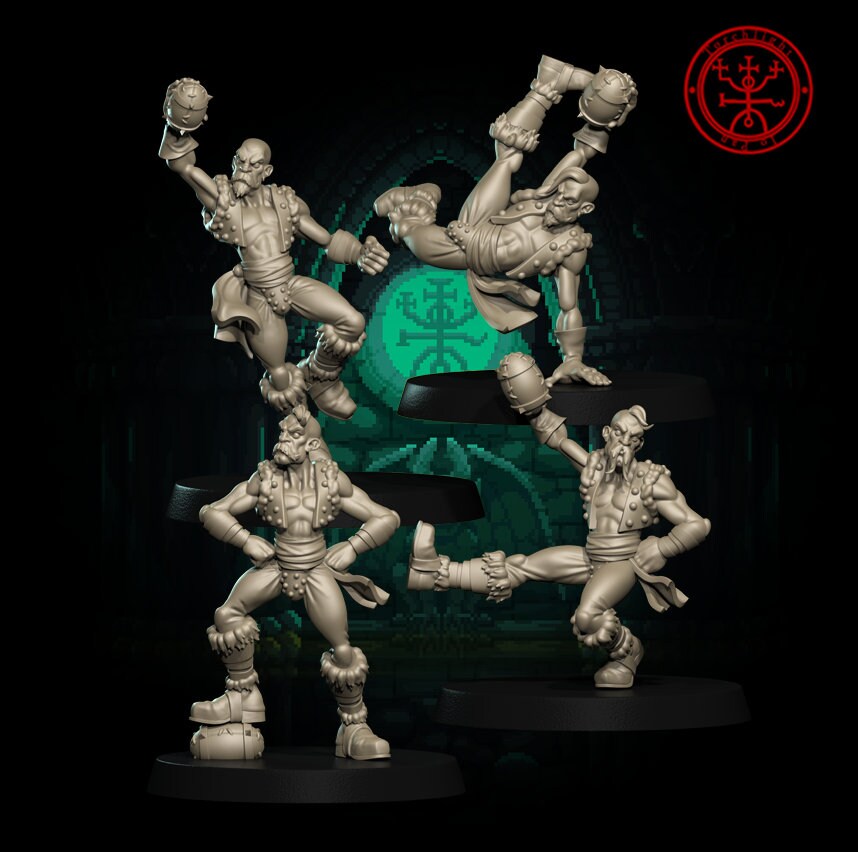 Layered Industries four pirate miniatures in dynamic poses for tabletop gaming and collecting