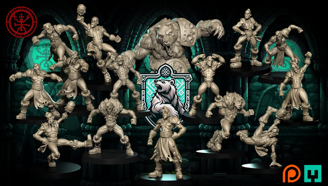 Layered Industries Miniatures Collection featuring detailed fantasy characters in various action poses