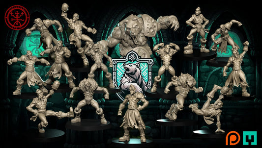 Layered Industries Miniatures Collection featuring detailed fantasy characters in various action poses