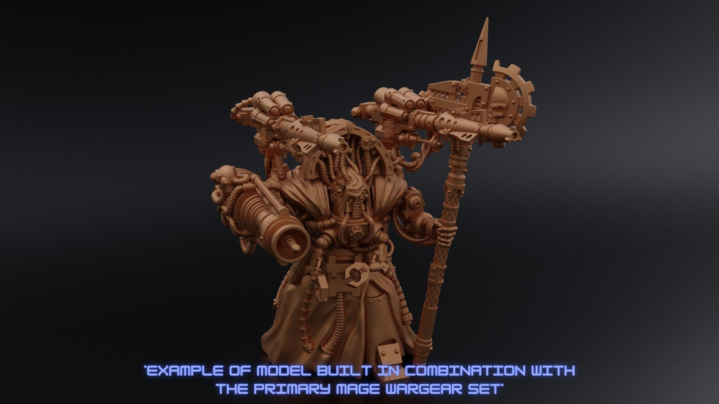 Detailed miniature model from Layered Industries featuring a mage with custom weaponry and intricate design