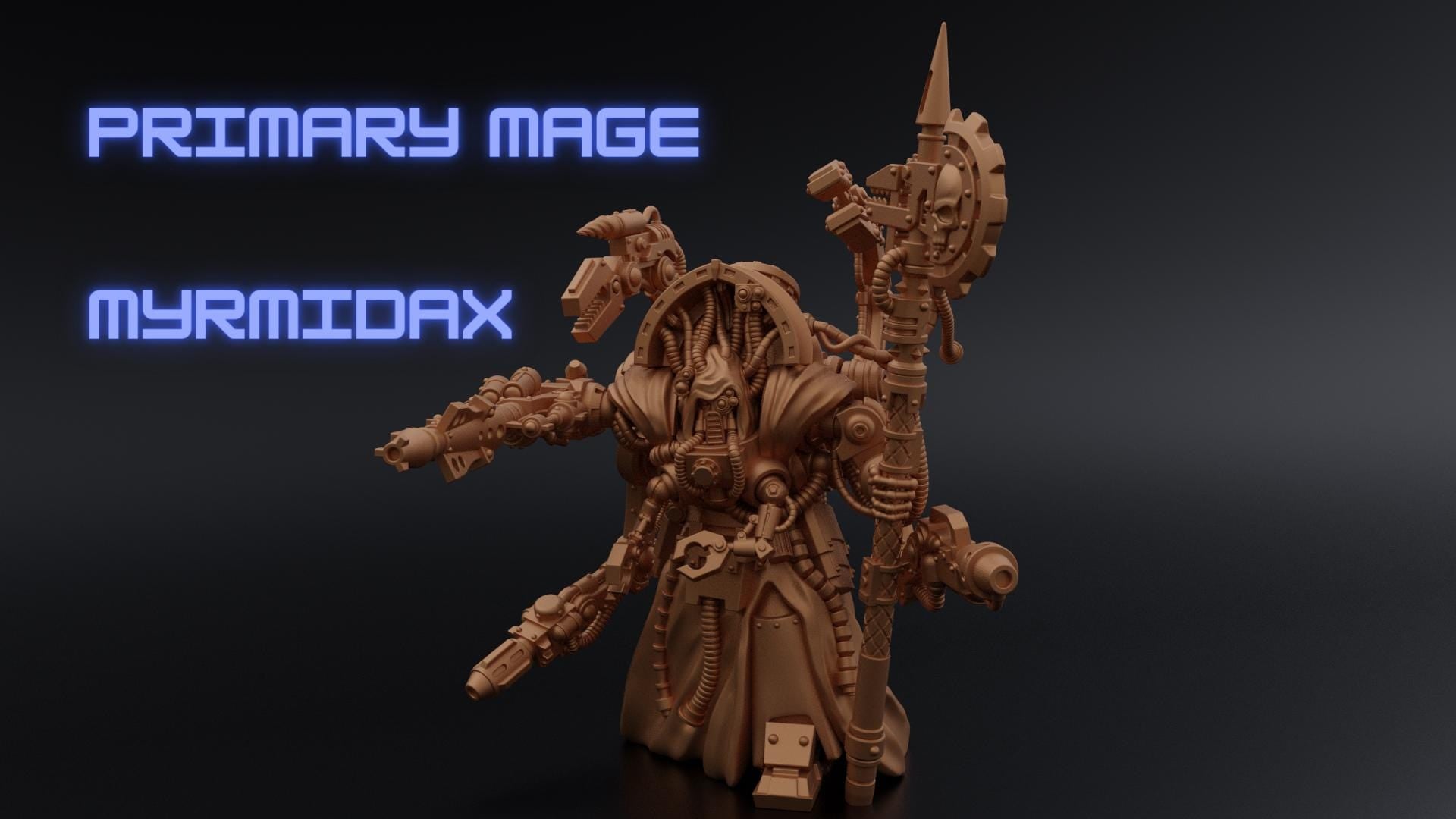 Layered Industries Myrmidax Primary Mage Miniature with Intricate Mechanical Details for Tabletop Gaming