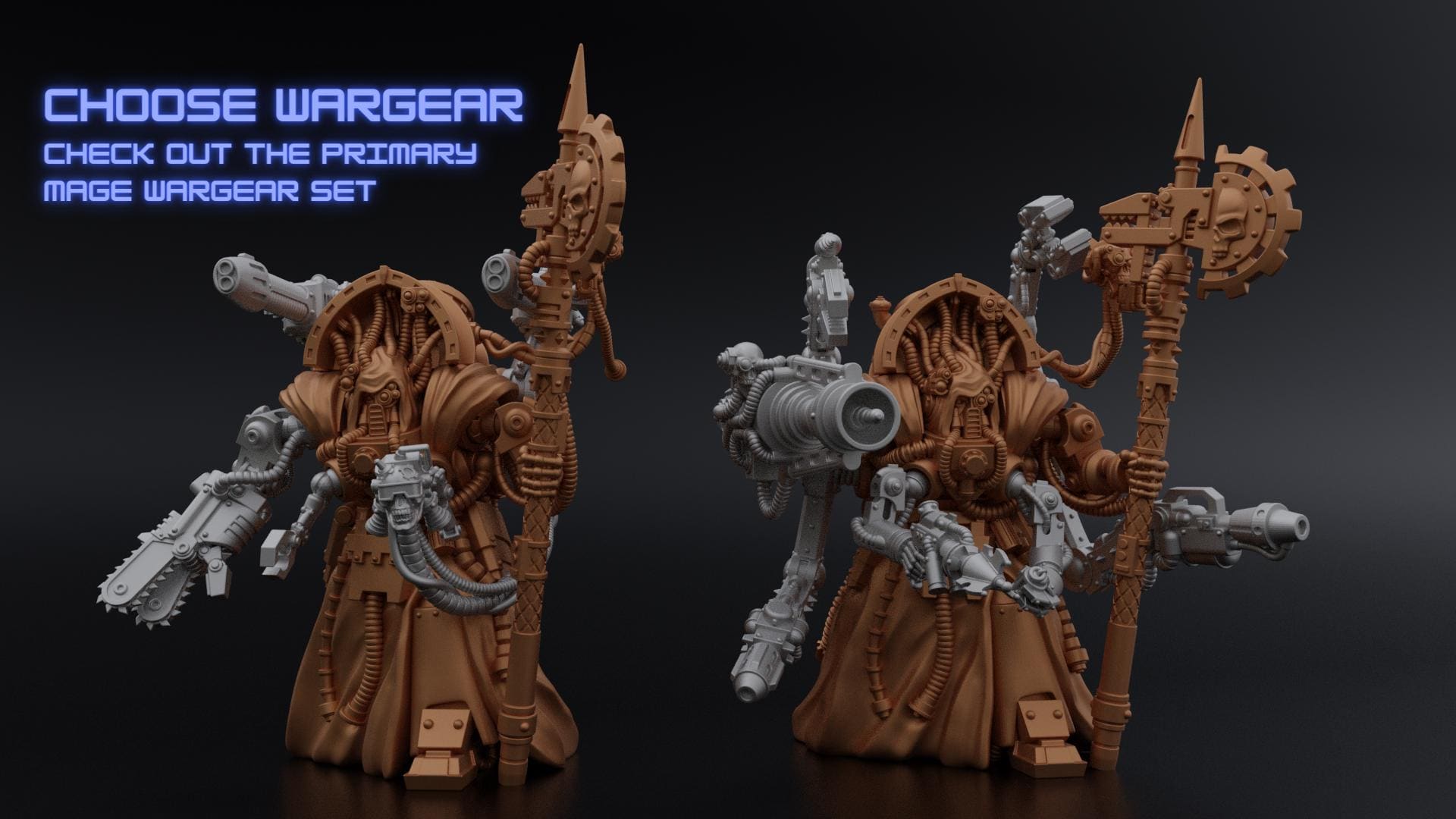 Layered Industries Miniatures of a detailed mage character with customizable wargear options