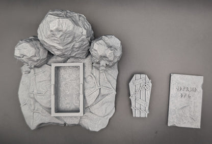 Layered Industries Wargame Terrain Set featuring rocky formations and a textured base for tabletop gaming