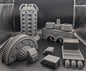 Layered Industries sci-fi terrain 3D prints including futuristic structures and detailed bases for tabletop games