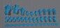 Set of Layered Industries Miniatures in Transparent Blue with Various Spaceship Designs and Bases